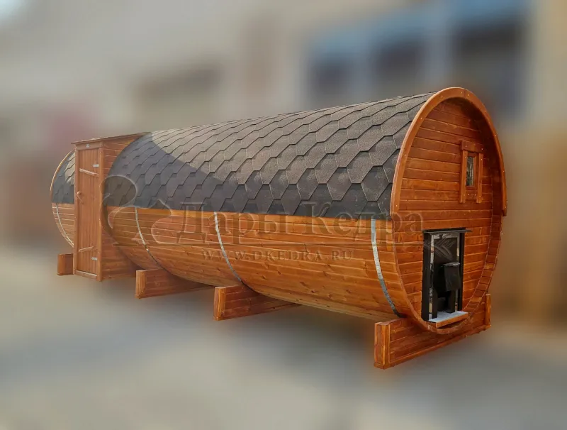 Баня-бочка круглая из кедра с боковым входом (все размеры)